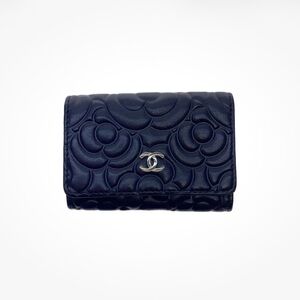 Chanel Black Floral Embossed Wallet